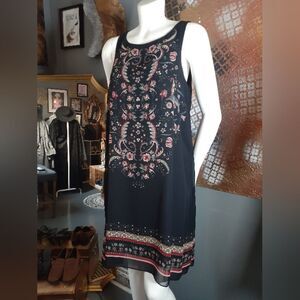 Max Edition Nwot Floral Embroidered Black Sleeveless Mini Dress